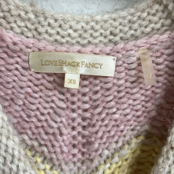 Loveshackfancy Deena Alpaca Wool Rainbow Pastel Zig Zag Cardigan
